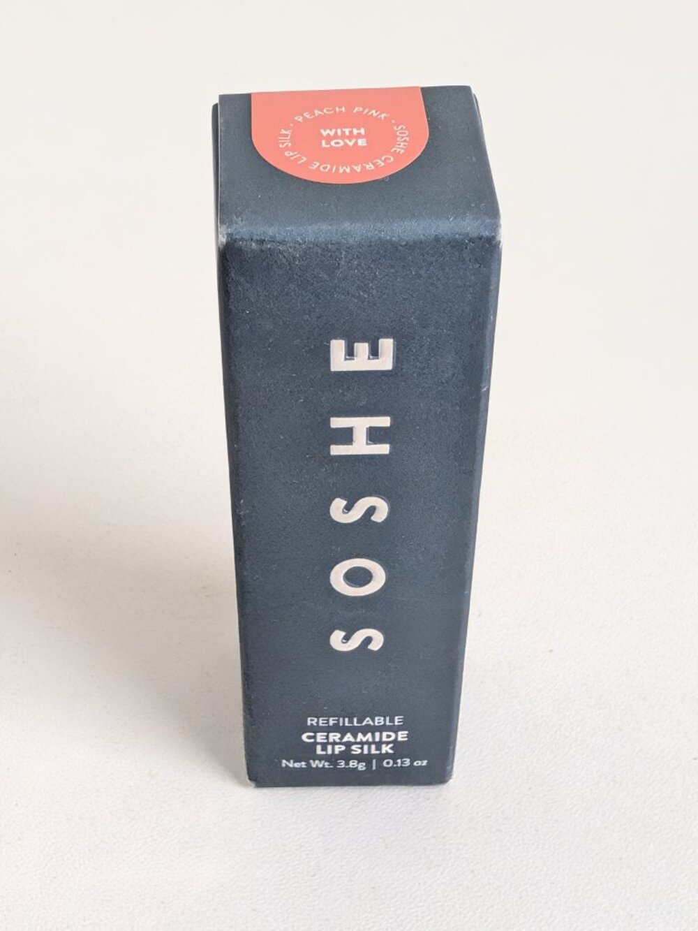 Soshe Ceramide Lip Silk WITH LOVE Peach Pink Shade .13oz New with Box